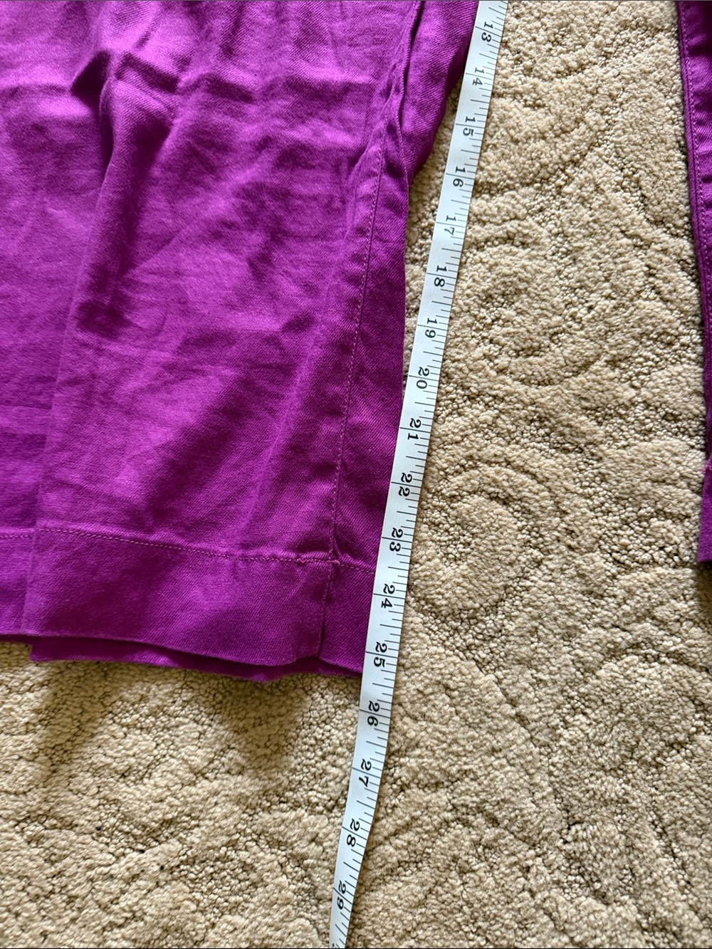 Maeve by Anthropologie Linen Cropped Colette Pants in fuchsia - Picture 3 of 8